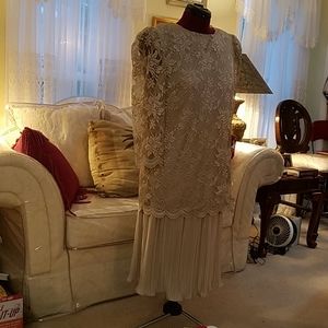 Lace Top and Pencil Pleated Skirt